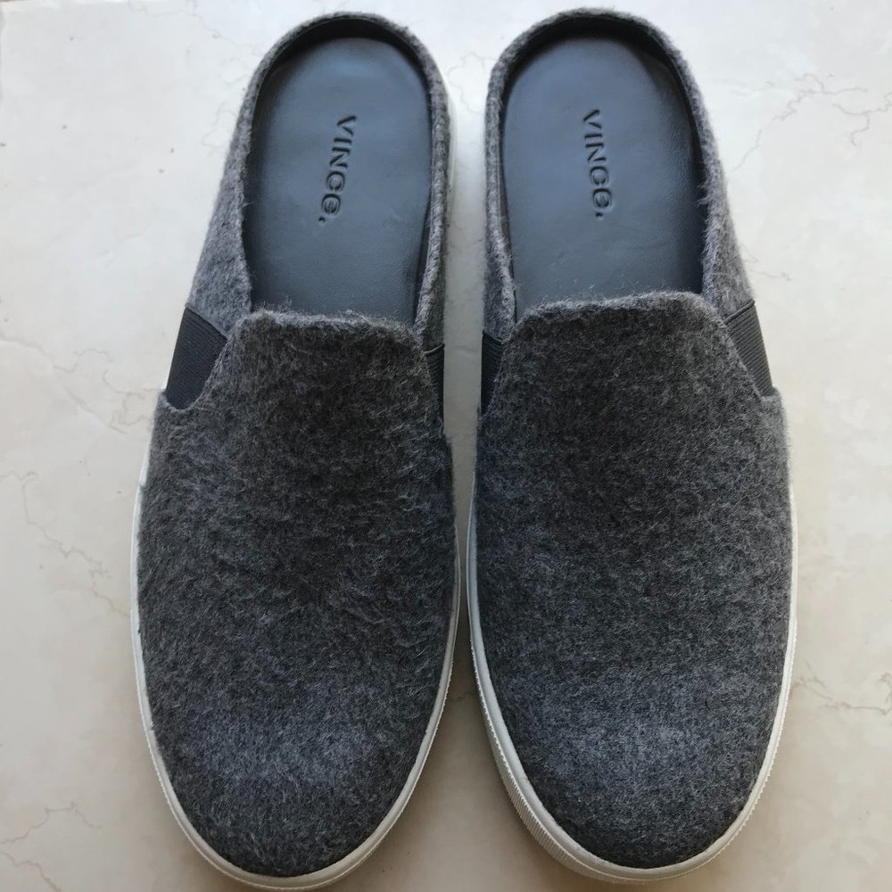 NEW Designer Vince blaire sneaker mule slip on slide Shoe Gray Wool Size 8 EUR38
